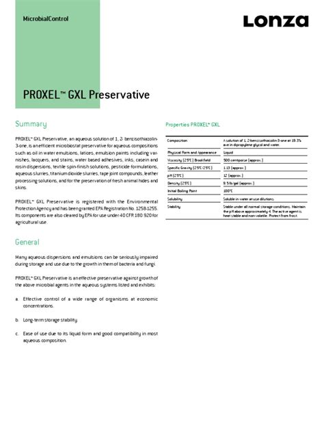 Proxel LV Preservative .